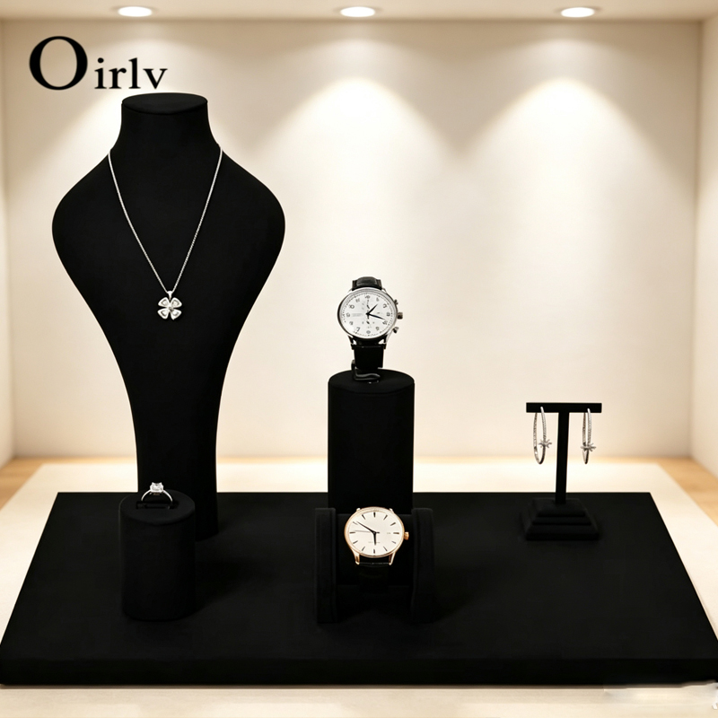 Jewelry Stores With Watches - مجموعة عرض المجوهرات السوداء من Oirlv،