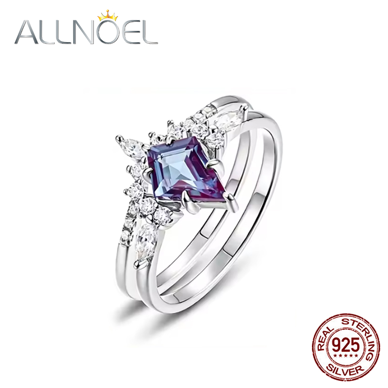 Birthstone Ring Set - ALLNOEL طائرة ورقية قطع 0.91ct الكسندريت