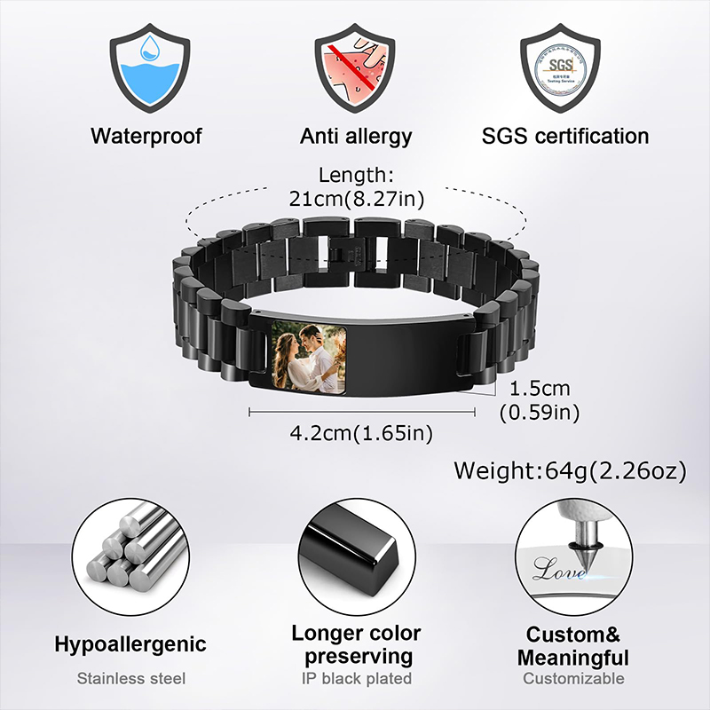 صورة مخصصة نص سوار حزام (استيك - مراجعة Jewelry Watches For Men وسعره