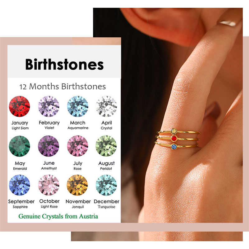 خاتم جوهرة الميلاد من الفولاذ  - مراجعة Birthstone Ring Set وسعره