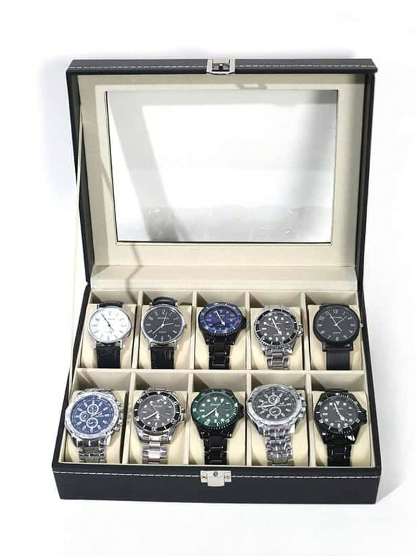 صندوق ساعات جلدي مع قفل، علبة  - مراجعة Jewelry Box That Holds Watches وسعره