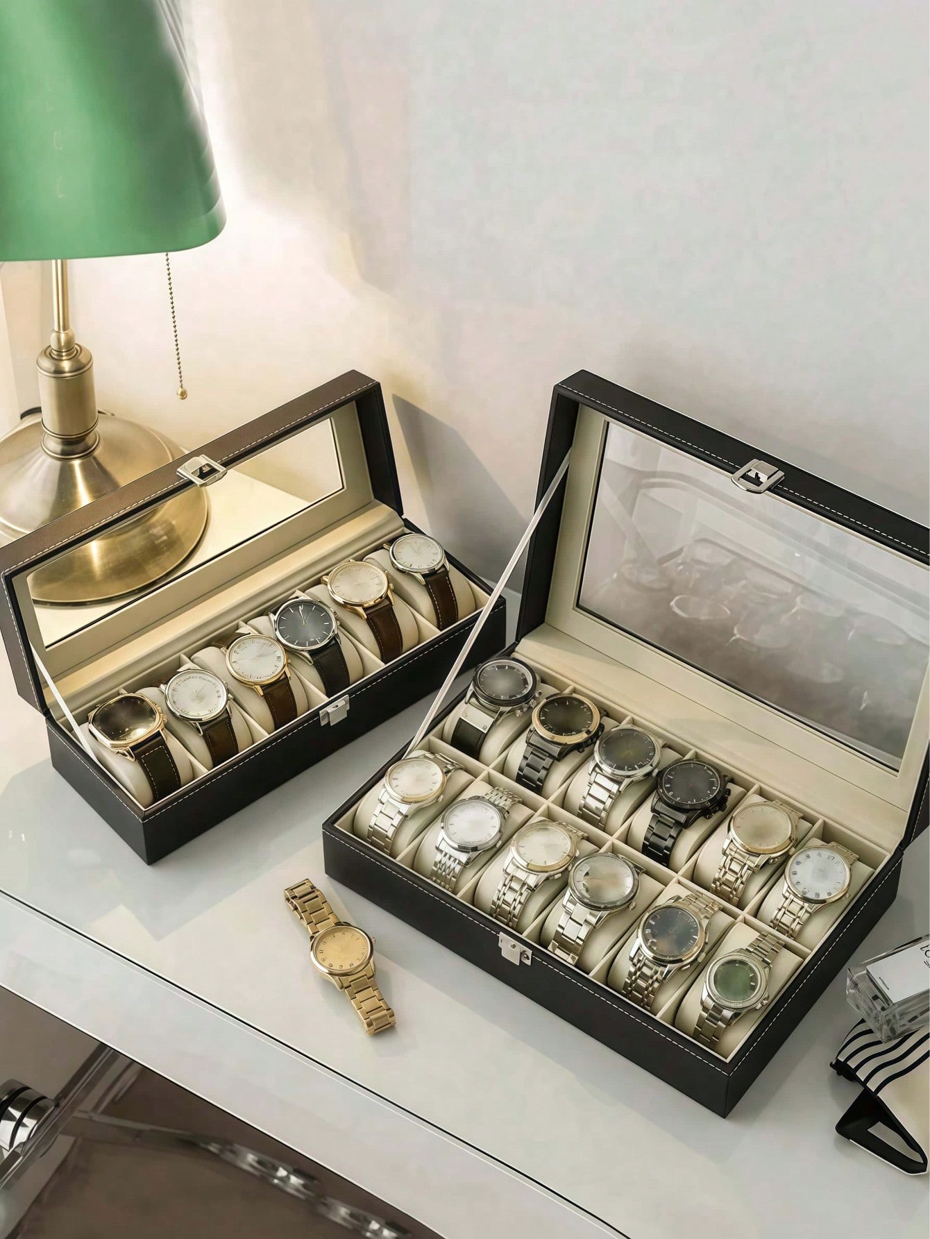 صندوق ساعات جلدي مع قفل، علبة  - مراجعة Jewelry Box That Holds Watches وسعره