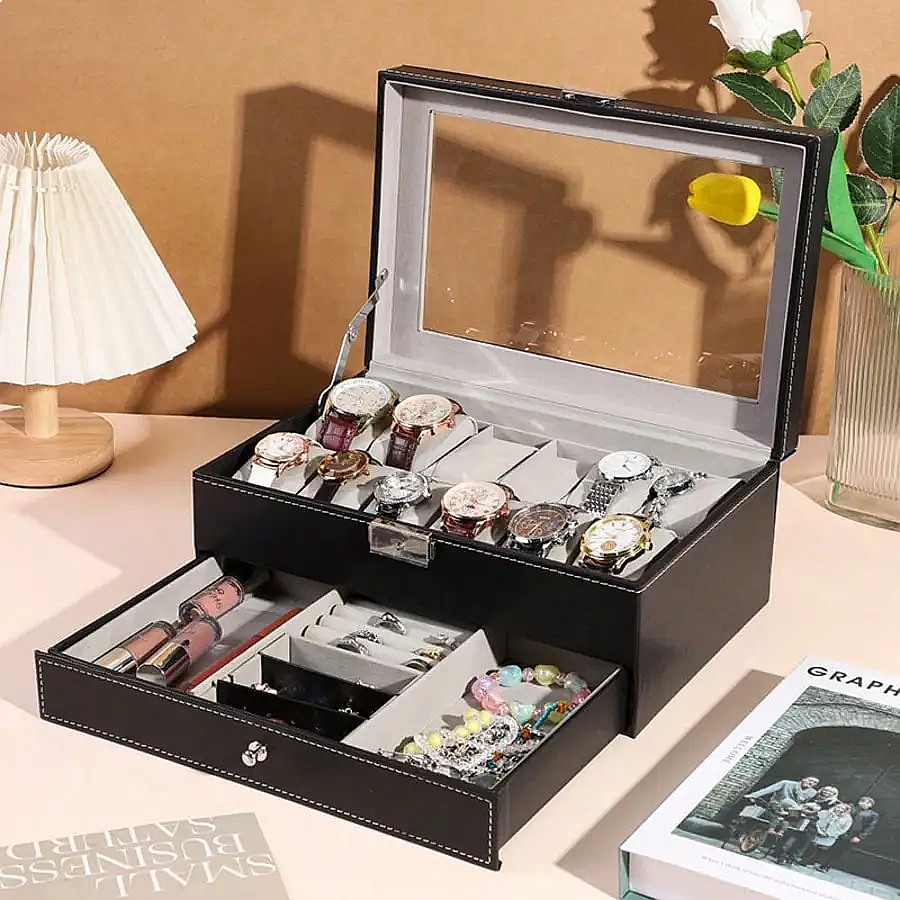 صندوق ساعات بـ 12 فتحة مع درج، - مراجعة Jewelry Watches For Men وسعره