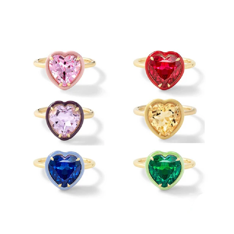 الملونة على شكل قلب مكعب زركون - مراجعة Birthstone Ring Set وسعره