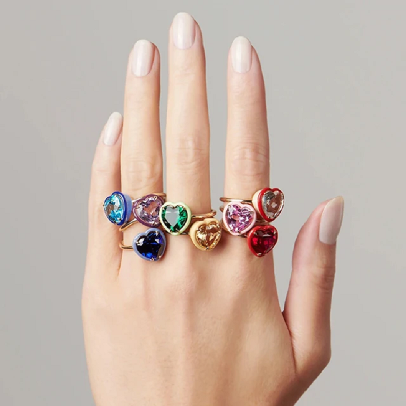 الملونة على شكل قلب مكعب زركون - مراجعة Birthstone Ring Set وسعره